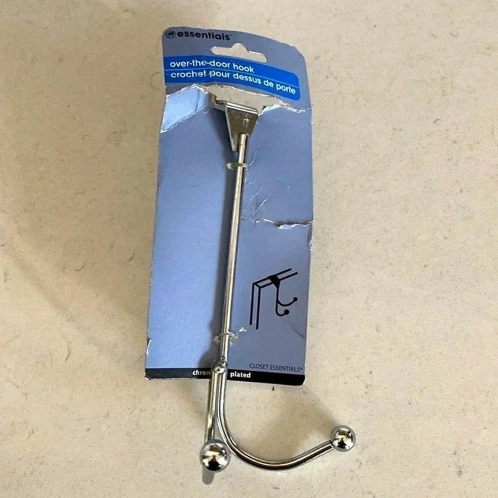 Essentials Over-the-Door Double Hooks New Chrome Plated Silver‎ Color